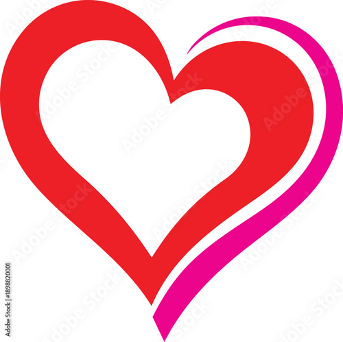 A Simple, elegant heart shape with red and pink lines