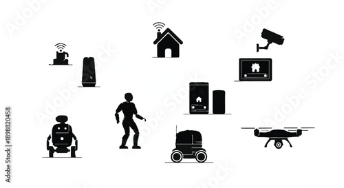 Smart home automation system with connected devices and WiFi network 