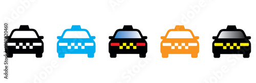 Colorful taxi cabs illustration set isolated on white background vector