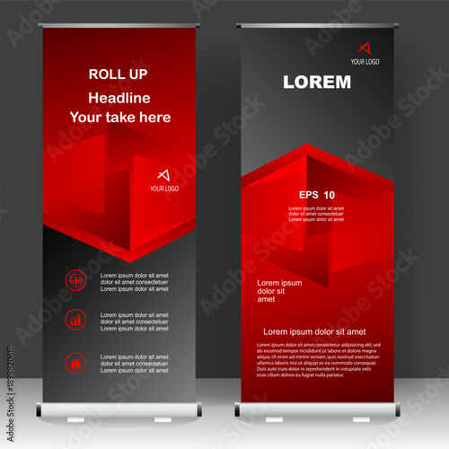 Business Roll up banner stand template design, for brochure, flyer, infographics. modern advertising. vector illustration	
