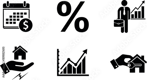 Icons representing various financial and real estate investment concepts