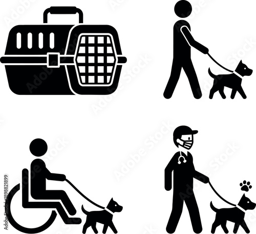 Assistance animals and their human companions in various scenarios