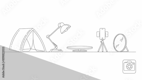 Illustration of equipment for content creation and vlogging.