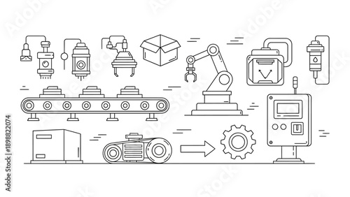 Industrial automation elements and machinery illustration