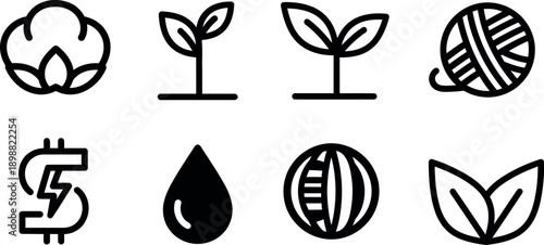 Collection of icons representing various symbolic and natural elements