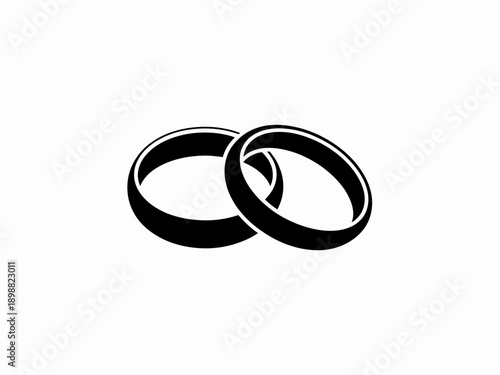 Two sleek black wedding rings displayed side by side on a plain background isolated on white background, Vector, illustration