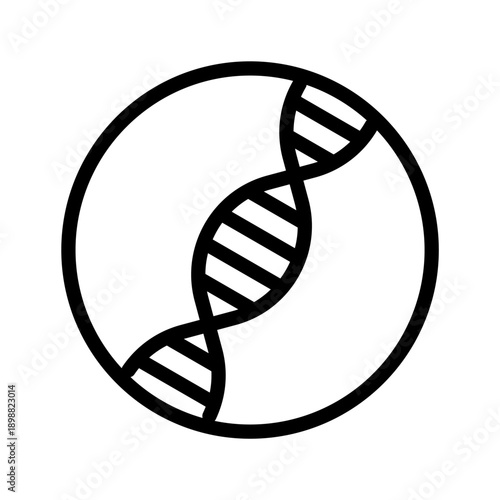 Black line icon DNA. Minimalist outline icon medical health isolated background.
