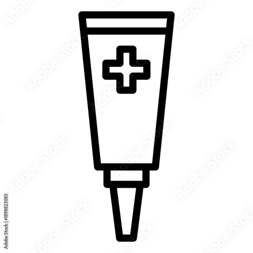 Black line icon medical ointment. Minimalist outline icon medical health isolated background.