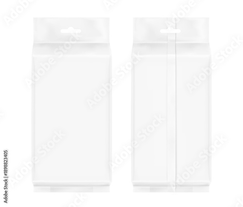 Wet wipes flow package mockup. Vector illustration isolated on white background. Can be use for your design, promo, adv and etc. EPS10.