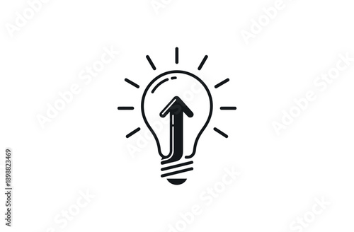 Innovative idea with light bulb and upward arrow symbolizing growth