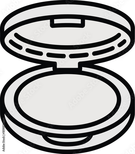 makeup powder compact icon with mirror and applicator puff