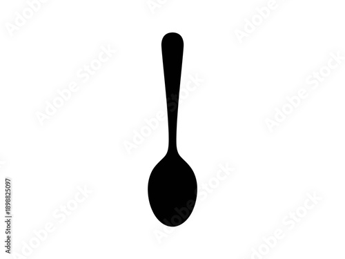 A simple black silhouette of a spoon against a white background isolated on white background, Vector, illustration