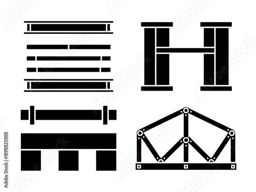 Abstract geometric shapes composed of black lines on a white background isolated on white background, Vector, illustration