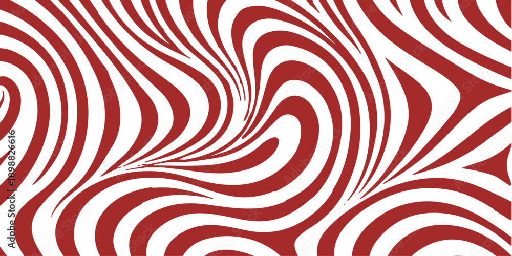Obraz premium Seamless red and white abstract vector background featuring a geometric pattern with waves and swirls for a modern wallpaper design
