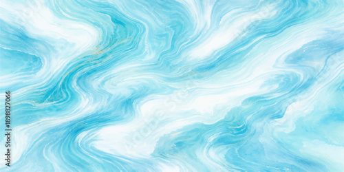 An abstract blue background features soft flowing liquid waves and a smooth silk texture with a digital swirl pattern for a wavy light motion design