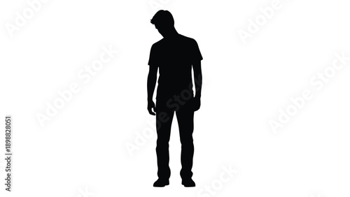 Silhouette of a man standing facing forward against a plain white background