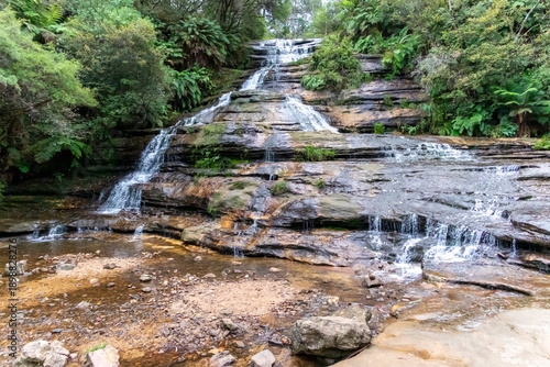 Photograph of the Katoomba Cascades waterfall in the town of Katoomba in the Blue Mountains in New South Wales, Australia