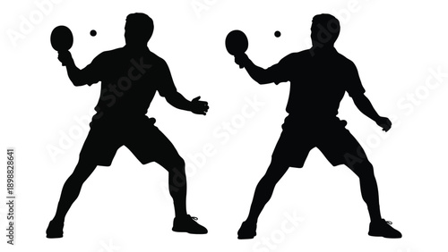 Two silhouetted figures engaged in a game resembling squash or racquetball