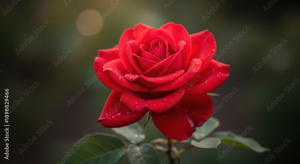 Fototapeta premium Close-up Red Rose with Water Droplets