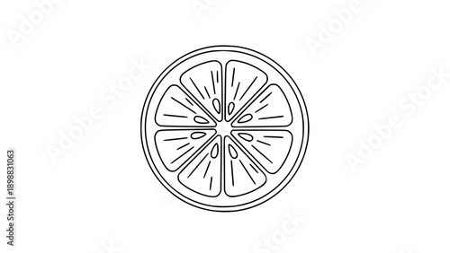 Single Line Lemon Slice — Minimalist Citrus Fresh Line Art Icon