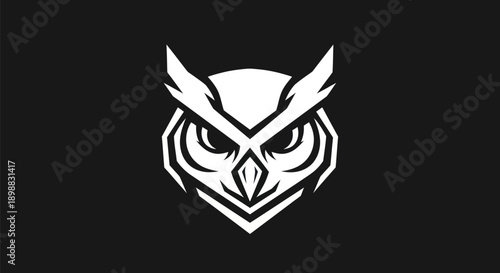 Abstract owl head icon on dark background
