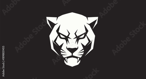 Abstract panther head silhouette on black