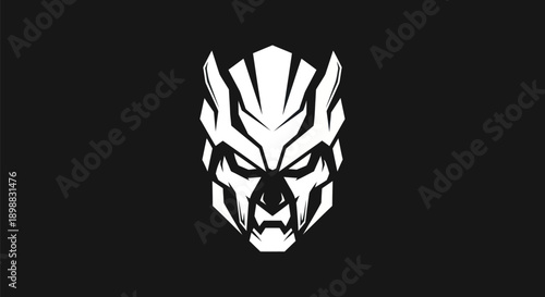 Abstract warrior head silhouette on black
