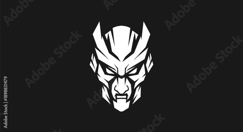 Abstract warrior head silhouette on black