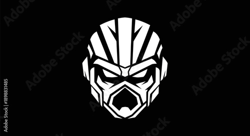 Abstract warrior head silhouette on black