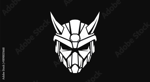 Abstract warrior helmet icon on black