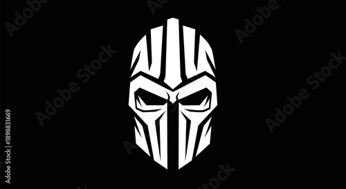Abstract warrior helmet icon on black