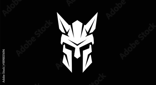 Abstract warrior helmet icon on black