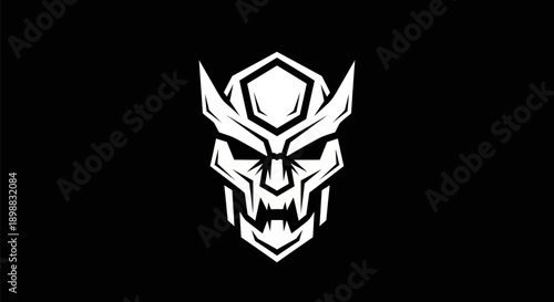 Abstract warrior mask symbol on black