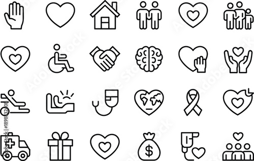 Heart and healthcare icon set, vector eps 10, modern ui ux kit
