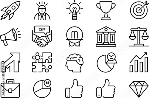 Business and success icon set, vector eps 10, modern ui ux kit