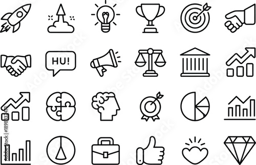 Business and success icon set, vector eps 10, modern ui ux kit