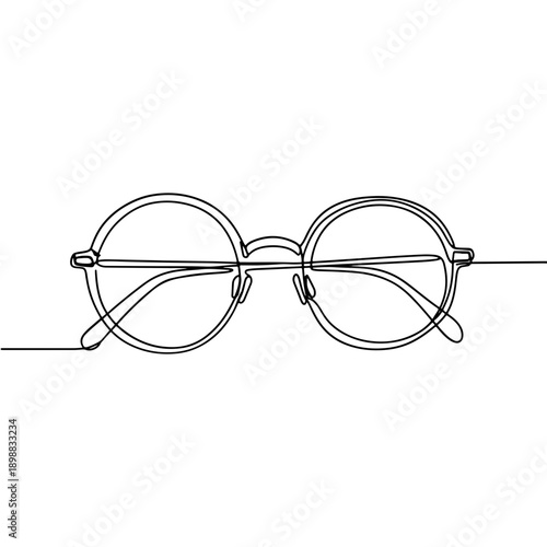 Folded vintage glasses one line illustration no background