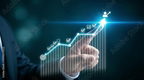 Businessman achieving success through strategic planning and professional development motion animated 4k video.