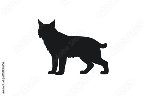 Silhouette of a sleek cat standing in profile against a plain background