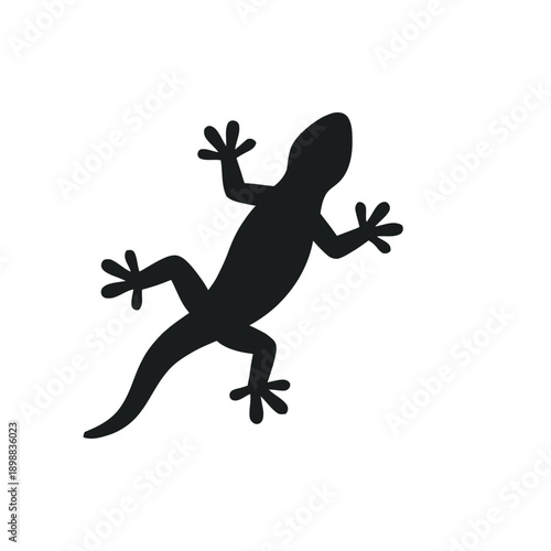 Black silhouette of a lizard running on a plain background