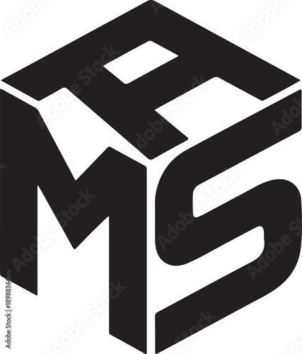Black and white 3 D lettering of the word M S G in a geometric style