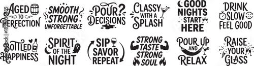 Classy Whiskey Quotes Hand Lettered Alcohol Typography SVG Bundle Collection