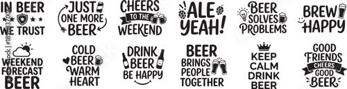 Funny Beer Quotes Hand Lettered Typography SVG Bundle for Brewing and Bar Designs
