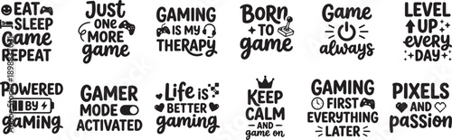 Funny Gamer Quotes Hand Lettered Typography SVG Bundle for Gaming Lovers