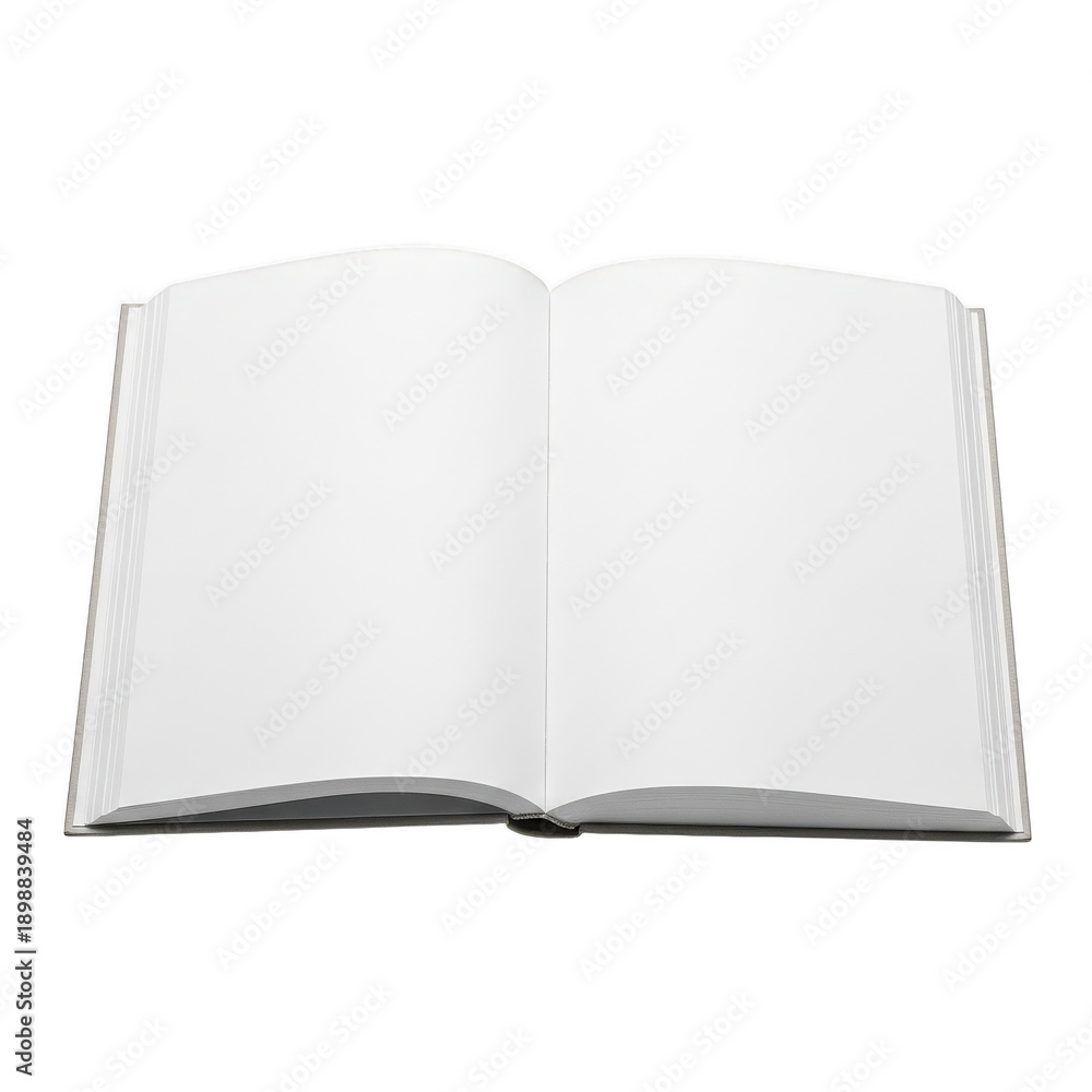 Naklejka premium Open book with blank pages on white background isolated on transparent background