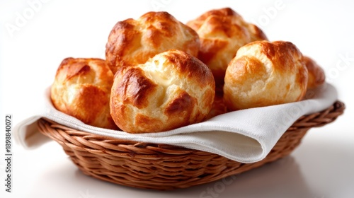 Wallpaper Mural This appetizing image showcases a basket of golden-brown baked puff pastries, bringing together delicious food, culinary artistry, and the warmth of home-cooked delights. Torontodigital.ca