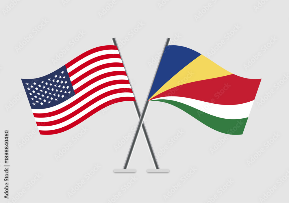 Obraz premium United States and Seychelles vector flags vector format with formal layout
