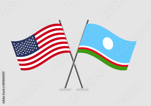 United States and Sakha Republic vector flags in full-frame 2D vector