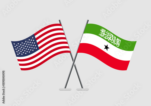 United States and Somaliland vector flags in united vector alignment