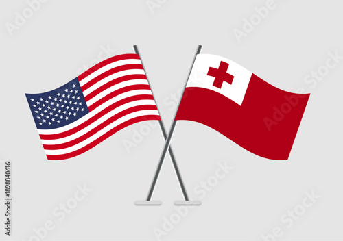 United States and Tonga vector flags laid in formal graphic tone